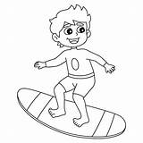 Premium Vector  A Cute And Funny coloring Page Of boy surfing sketch template