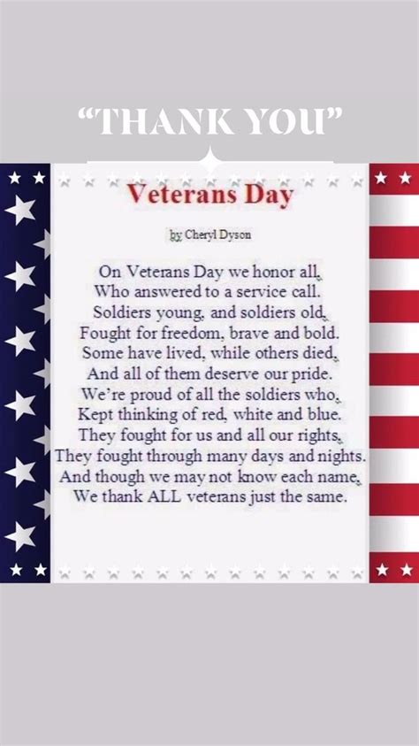 Pin by Pat Gaddis on veterans | Veterans day poem, Thank you veteran, Veterans day