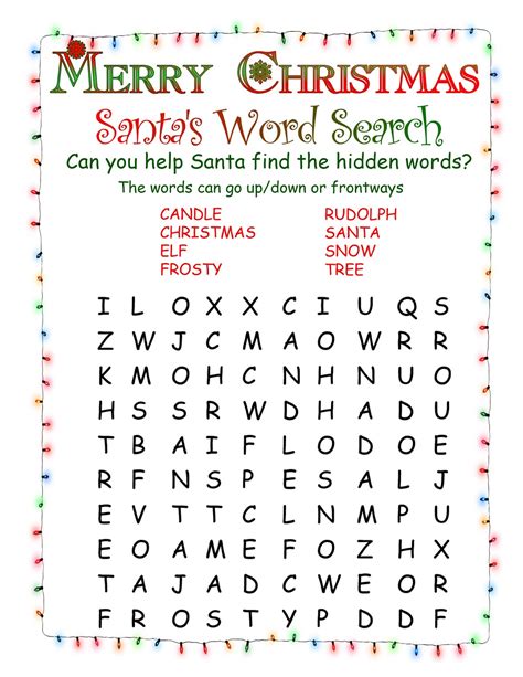 5 Fun Christmas Word Search Printable For Kids