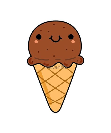 "Kawaii Chocolate Ice Cream Cone" by kawaiilife | Redbubble | Ice cream cone drawing, Sweet ...