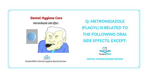 Q: Metronidazole (Flagyl) is related to the following oral side effects, EXCEPT: - StudentRDH Blog