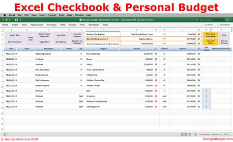 Excel Budget Spreadsheet | Personal Budgeting Software | Checkbook ...