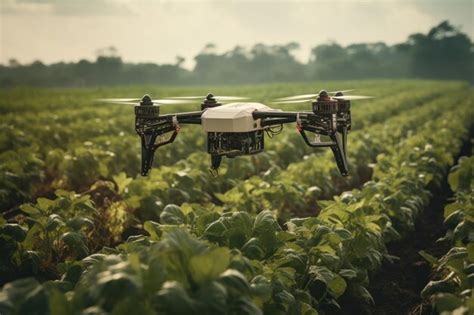 Premium AI Image | Elevated Drone fly field Harvest farming Generate Ai