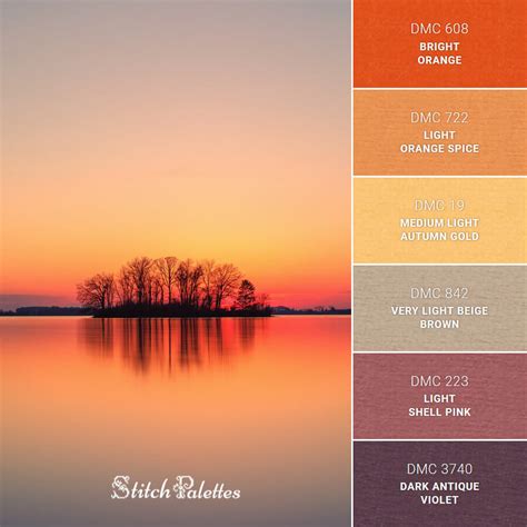 Sunset Island - Embroidery Color Palette (With Thread Codes)