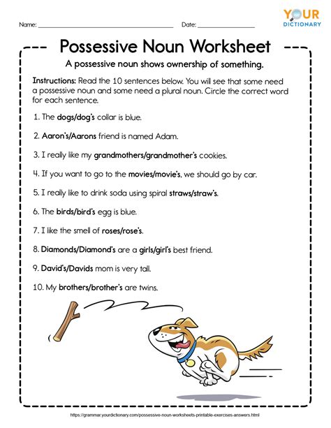 Plurals And Possessives Worksheet