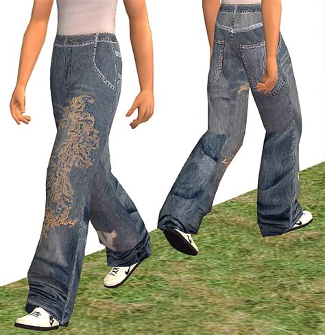 Mod The Sims - Vokal Floral baggy pants for male teens