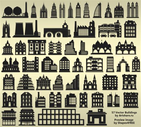 57 free Vector Buildings shapes for photoshop | PhotoshopRIVER©