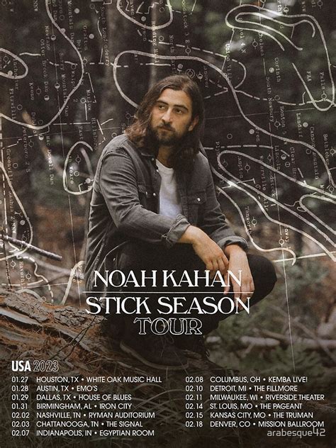 "Noah Kahan Stick Season Tour Poster" Sticker for Sale by arabesque42 | Redbubble