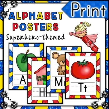 Alphabet Posters | Print | Superhero Theme | Classroom Decor | TPT