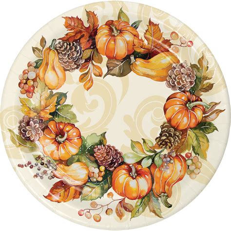 Autumn Wreath Paper Plates, 24 Count Serves 24 Guests - Walmart.com