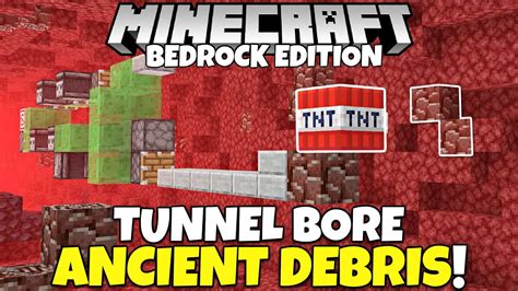 Minecraft Bedrock: Easy ANCIENT DEBRIS Tunnel Bore Tutorial! 50% Less TNT! MCPE Xbox PC Ps4 ...