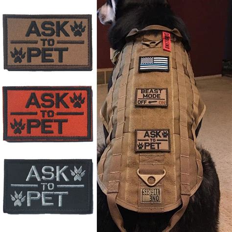 3 pieces Tactical "Ask to Pet" Patch for K-9 Vest | Service dog patches, Dog patches, Service dogs