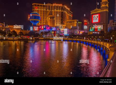 Reflections in the Bellagio Hotel pool, Las Vegas, Nevada, USA Stock ...