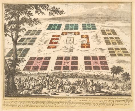 Antique Map showing the Twelve Tribes Encamped around the Tabernacle ...