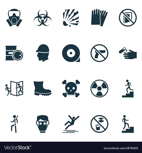 Safety icons set with chemical storage no weapon Vector Image