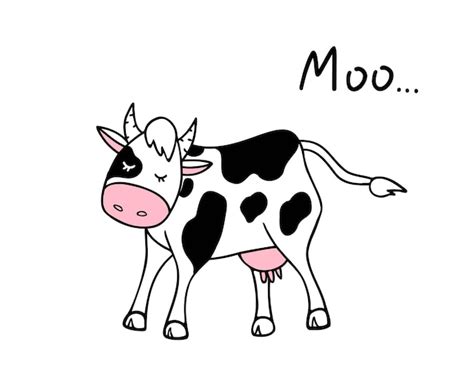 Premium Vector | Cartoon cow moo hand drawn illustration