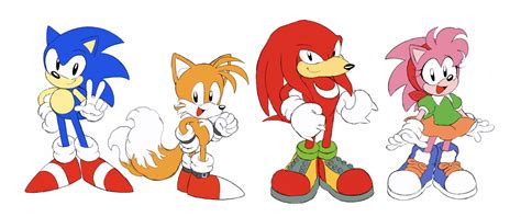 eggfield🌻 on Twitter: "made some doodle fanart of sonic, tails, knuckles, and amy in their ...