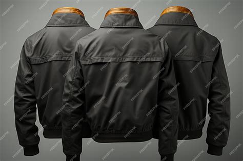 Premium Photo | Plain black jacket mockup front and back view isolated on grey