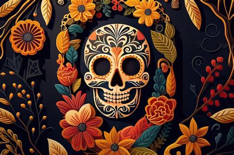 Premium AI Image | Dia De Los Muertos Background Day of the Dead Art ...