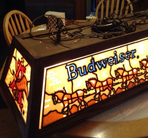 Vintage Budweiser Stained Glass Pool Table Light | Shelly Lighting