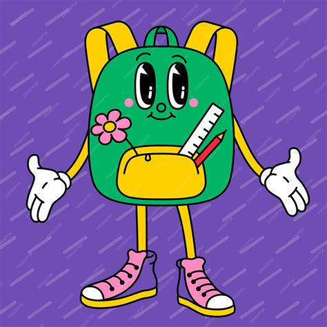 Premium Vector | School backpack cartoon character vector illustration ...