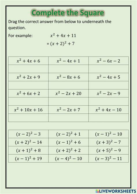 Free complete the square worksheet, Download Free complete the square ...