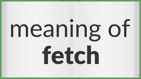 Fetch | meaning of Fetch - YouTube