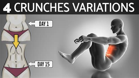 4 Variations Crunches for Flat Stomach Workout in 7 Days | How to Lose ...