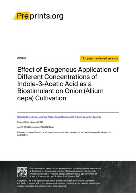 (PDF) Effect of Exogenous Application of Different Concentrations of ...