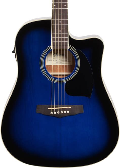 Ibanez PF15ECE Dreadnought Acoustic-Electric Guitar, Transparent Blue Sunburst