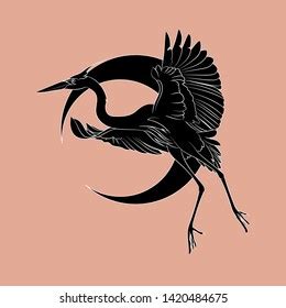 Silhouette Great Blue Heron Flying Bird Stock Vector (Royalty Free) 1420484675 | Shutterstock