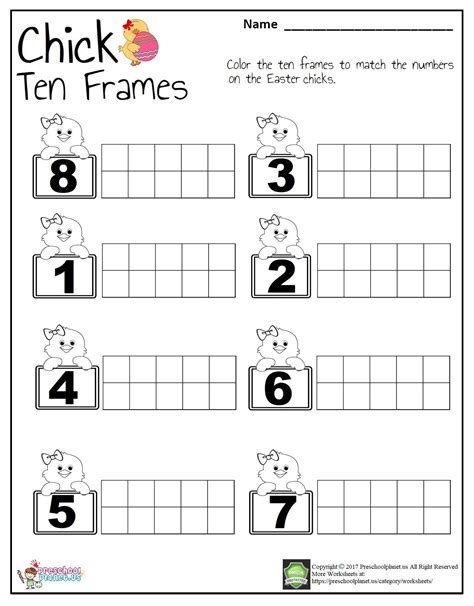 Kindergarten Ten Frame Printable