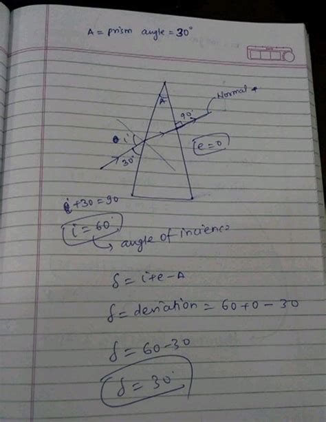 2.18 In the diagram, a prism of angle 30 is used. A ray PQ is incident ...