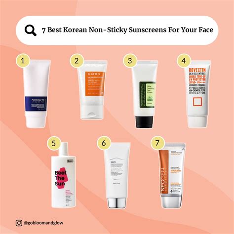 7 Best Korean Non-Sticky Sunscreens For Your Face – Go Bloom & Glow