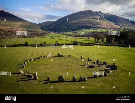 An aerial view of Castlerigg Stone Circle near Keswick, Cumbria Stock Photo - Alamy