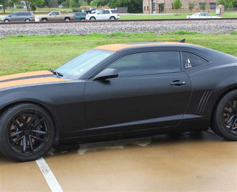 Matte Black and Orange Camaro Wrap - Zilla Wraps