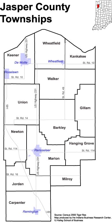 Jasper County Indiana Map - Cities And Towns Map