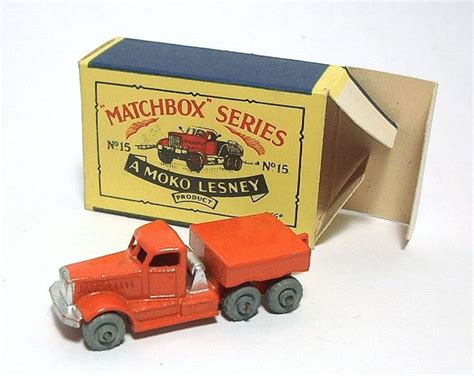 OLD MATCHBOX MOKO LESNEY NO. 15 GRAY METAL WHEELS PRIME MOVER TRUCK IN OB #Matchbox | Brinquedos