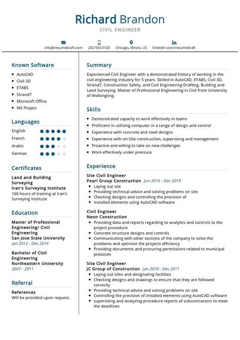 Civil Engineer Resume Example 2021 | Writing Guide & Tips - ResumeKraft