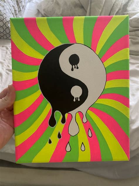 Trippy Yin Yang Painting | Canvas painting designs, Retro painting, Hippie painting