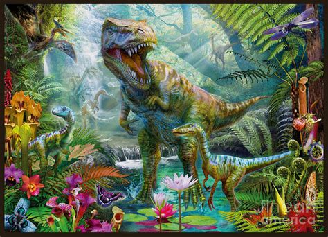 Dino Jungle Scene Digital Art by Jan Patrik Krasny