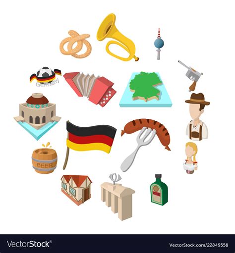 Germany cartoon icons Royalty Free Vector Image