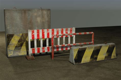 Road Barriers Set - 3D Model by PixMoDream