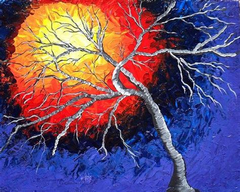 Sunset Tree...Acrylic painting | Tree painting, Landscape paintings ...