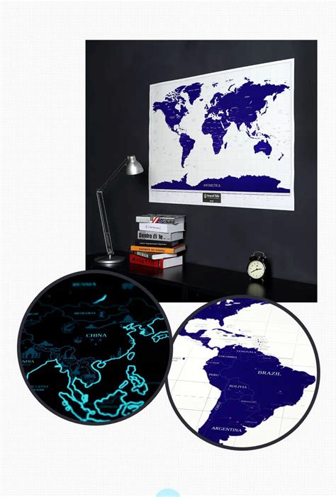 Oversized Luminous Scratch World Map Personalized World Map Poster Vacation National Geographic ...