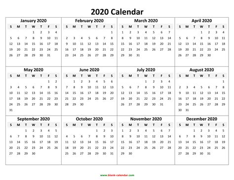 2020 Printable Calendar - Download Free Blank Templates