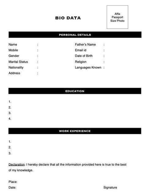 the basic resume format for students with no work experience is shown in black and white