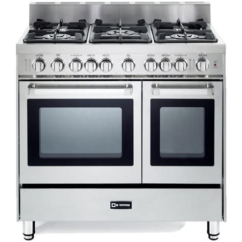 Verona VEFSGG365NDSS 36-Inch 5-Burner Double Oven Gas Range - Stainless ...