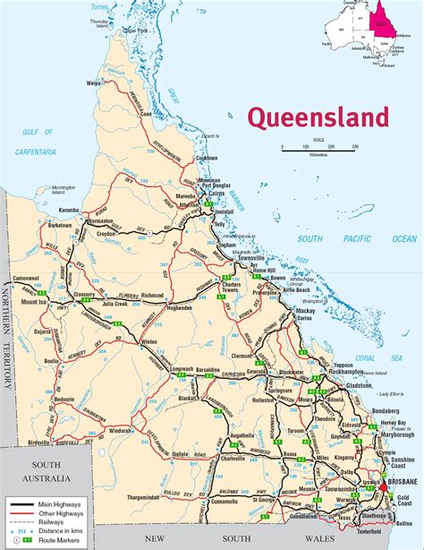 Queensland Map, Queensland Map of Australia,Queensland Road Map