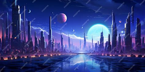 Premium AI Image | Futuristic city at night illustration